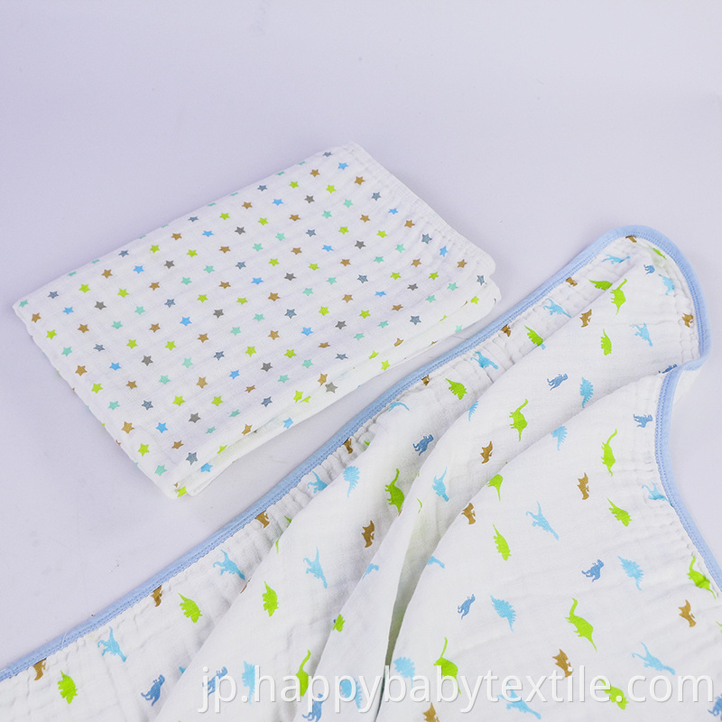 cotton baby muslin 4ply blanket with jersey binding